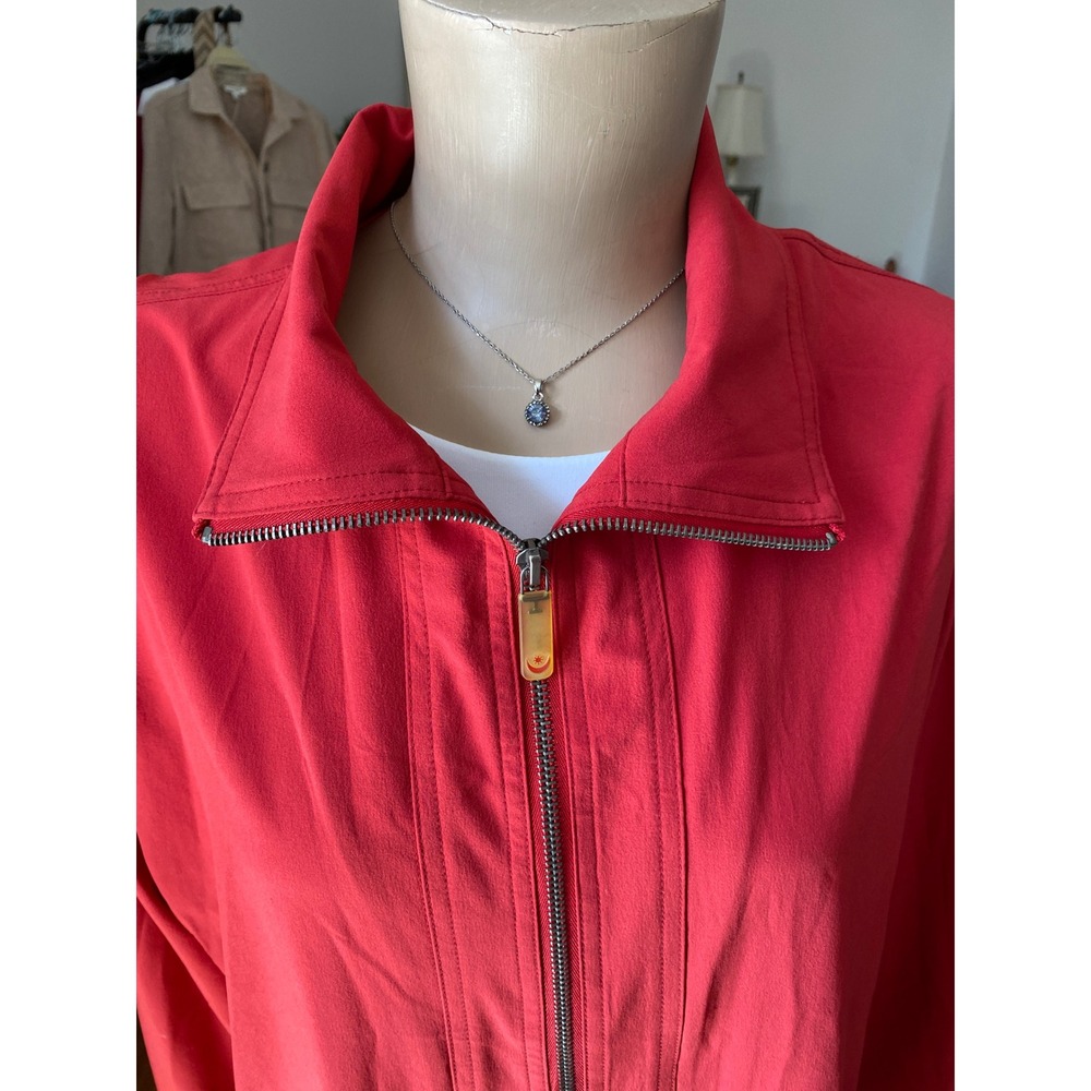 Zenergy by Chicos Red Full Zip Jacket Women Size 2 Large Lightweight Athleisure
